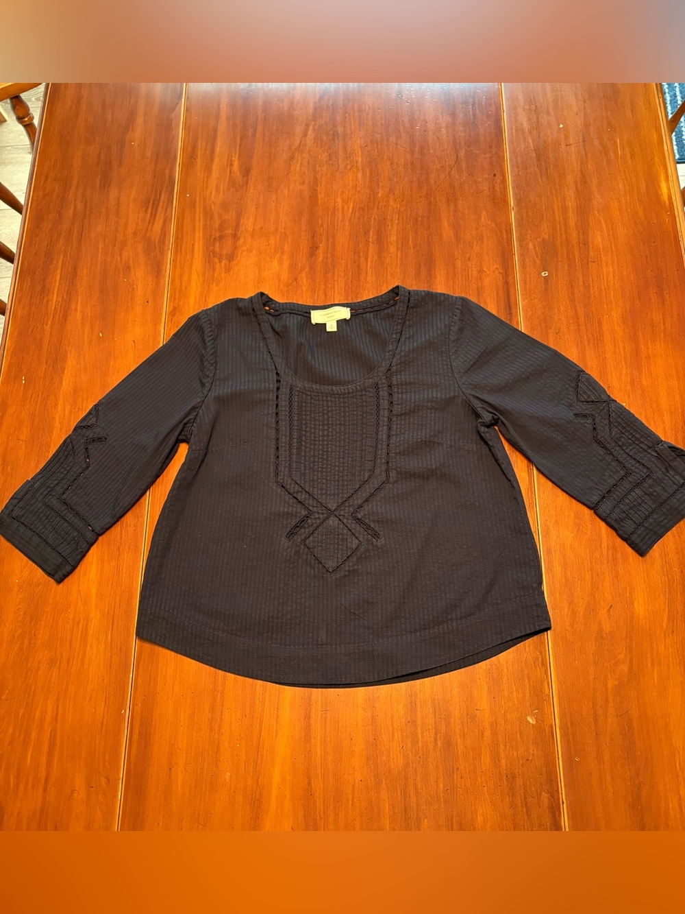 Moulinette Soeurs Black Embroidered Scoop Neck Tunic